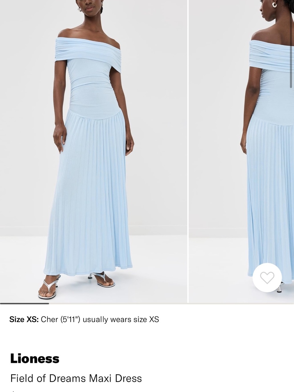 Lioness Off-Shoulder Pleated Maxi Skirt - Pale Blue